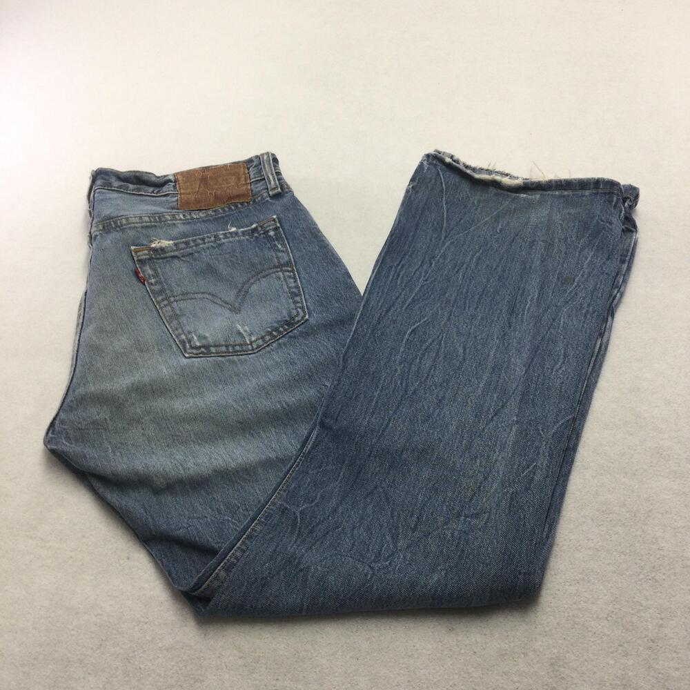 Levis 527 Jeans Mens 32x30 Blue Medium Wash Slim Bootcut Denim Distressed